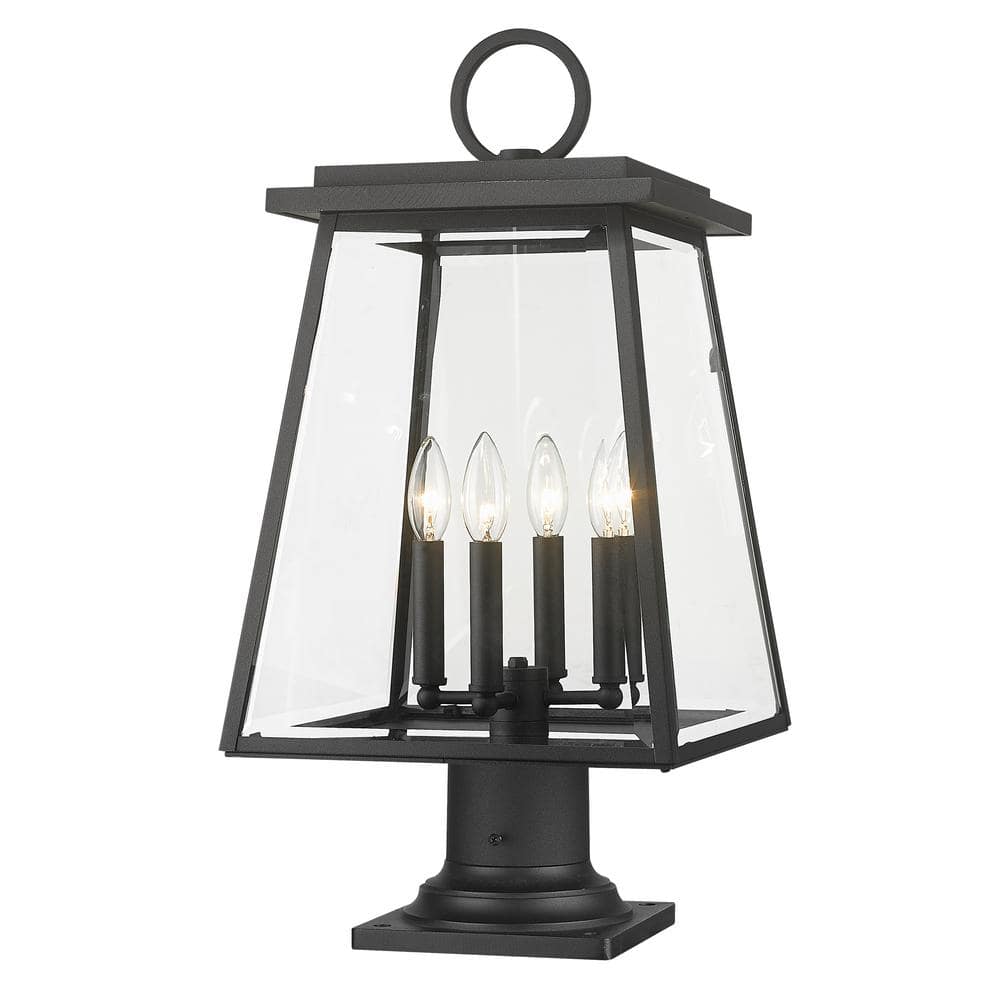 Broughton 24.5 in. 4-Light Black Aluminum Hardwired Outdoor Rust Resistant 
