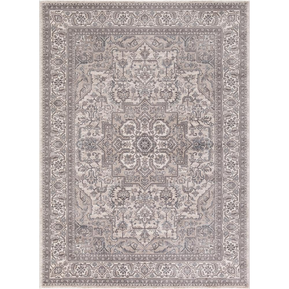 Concord Global Trading Kashan Heriz Ivory 3 ft. x 5 ft. Medallion Area ...
