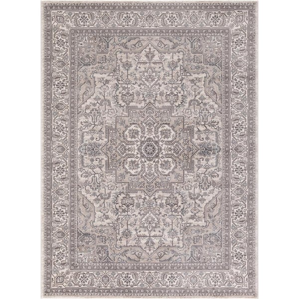 Concord Global Trading Kashan Heriz Ivory 3 ft. x 5 ft. Medallion Area Rug