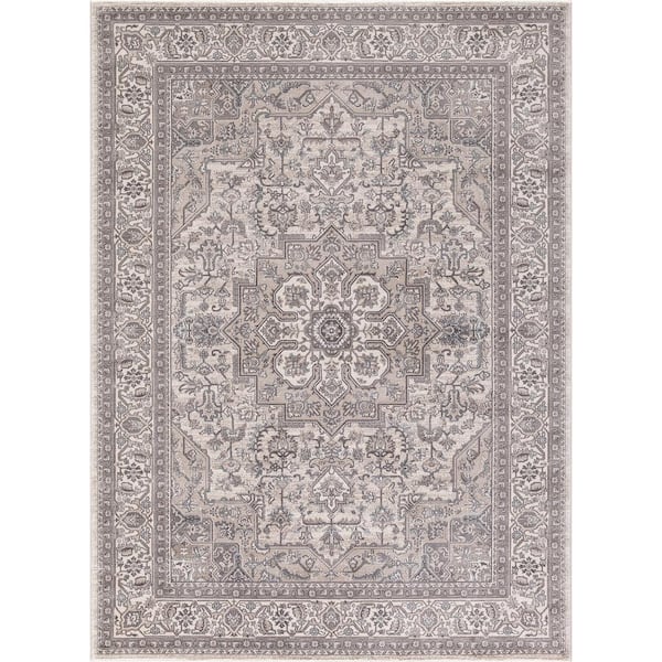 Concord Global Trading Kashan Ivory 5 ft. x 7 ft. Medallion Area Rug