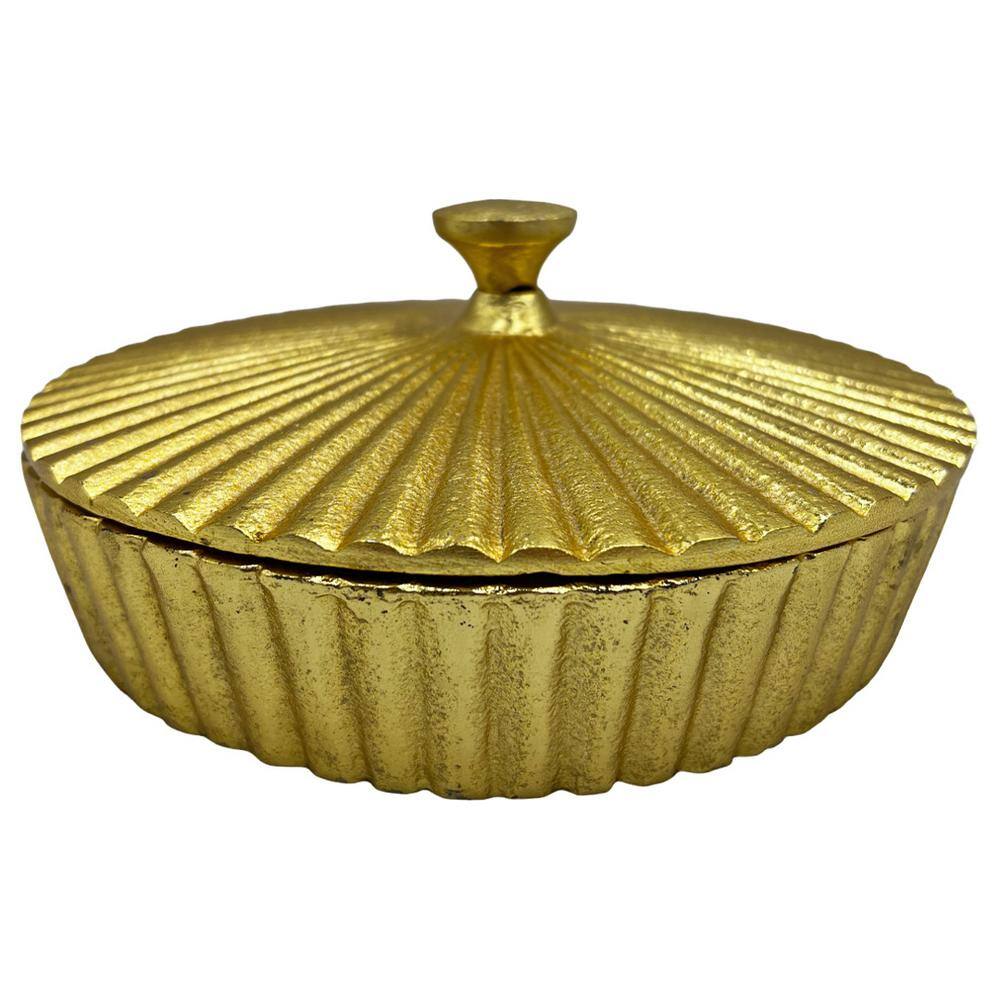 castellousa 8 in. Decorative Aluminum Tortilla Tray in Gold