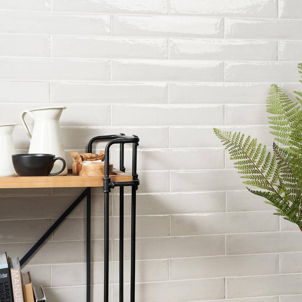 White Polished Porcelain Rectangular Subway Wall Tile 3-in x 16-in
