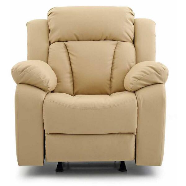 Cream faux leather recliner chair hot sale