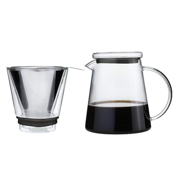  Pure Over Glass Pour Over Coffee Maker Kit, 6 Piece Set w/Mug, Built-In Paperless Reusable Glass Filter, Easy to Clean, Made of  Borosilicate Glass