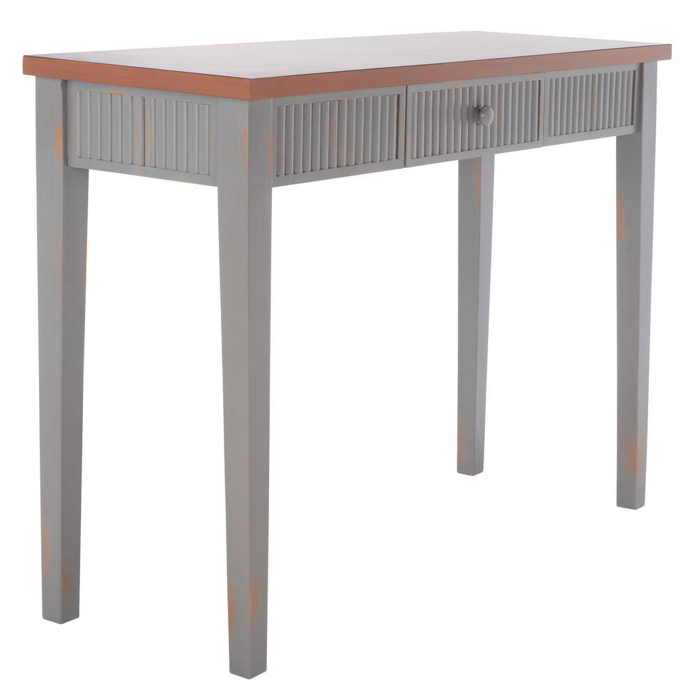Beale Chic Taupe and Oak Wood Console Table with Fluted Storage Drawer