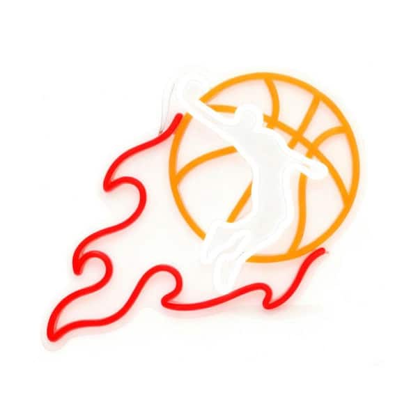 13 in. x 15 in. Red Acrylic Dunk Man Cave Basketball Neon Wall