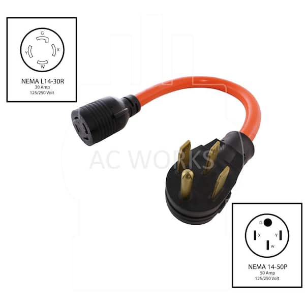 50 Amp RV Electrical Adapter Power Cord, 1.5 Ft - 8 Gauge STW - iron forge  tools