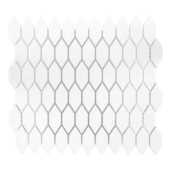 Jeffrey Court Dovetail White 10.75 in. x 12.125 in. Ceramic Mosaic Tile