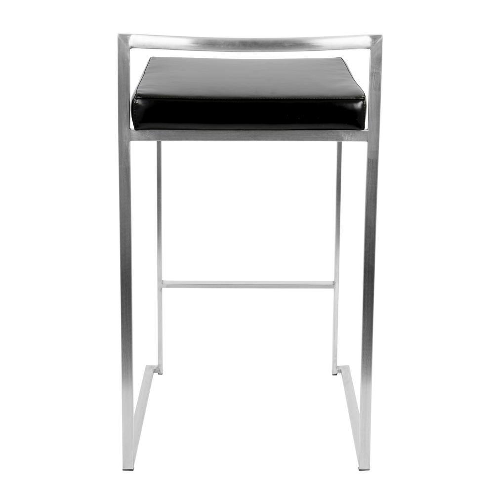 Fuji 31'' Black Faux Leather Modern Stackable Counter Stool