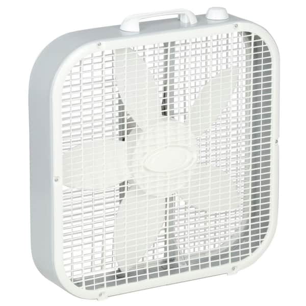 Lasko - Save-Smart Energy Efficient 20 in. 3 Speed White Box Fan with Built-In Carry Handle