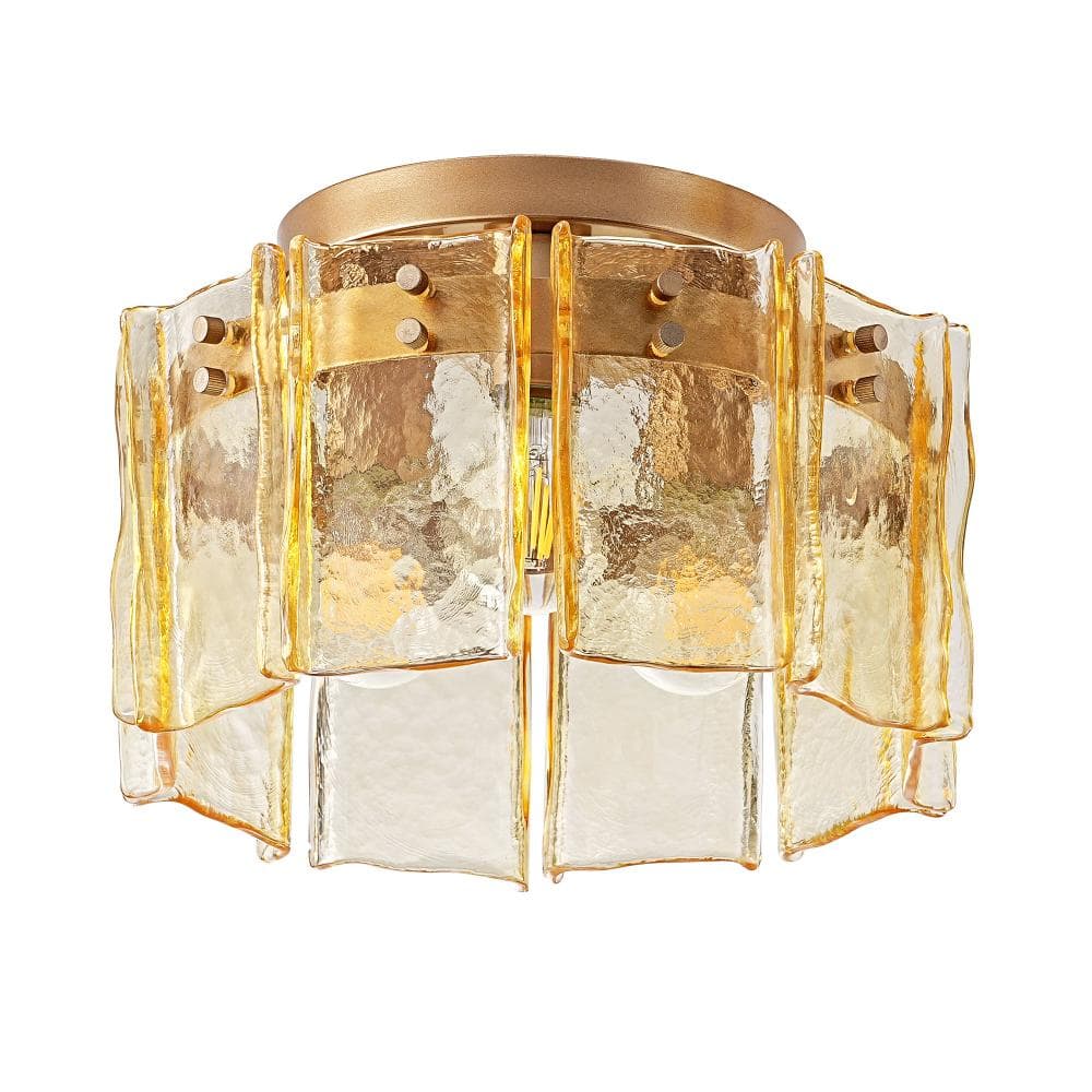 12.6 in. 3-Light Amber Glass Flush Mount with No Bulbs Included price history on PriceWatchPro