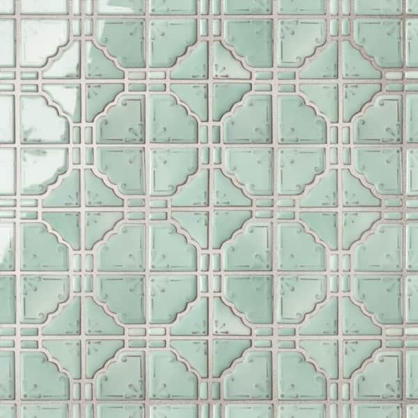 Hudson Moonbeam Mint Green 12 in. x 12 in. Porcelain Floor and Wall Mosaic Tile (10.1 sq. ft. /Case)