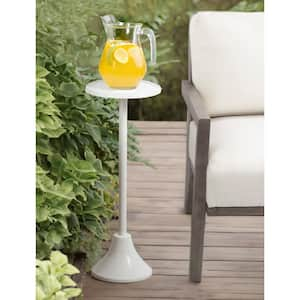 Sanzo 9 in. White Round Metal End Table