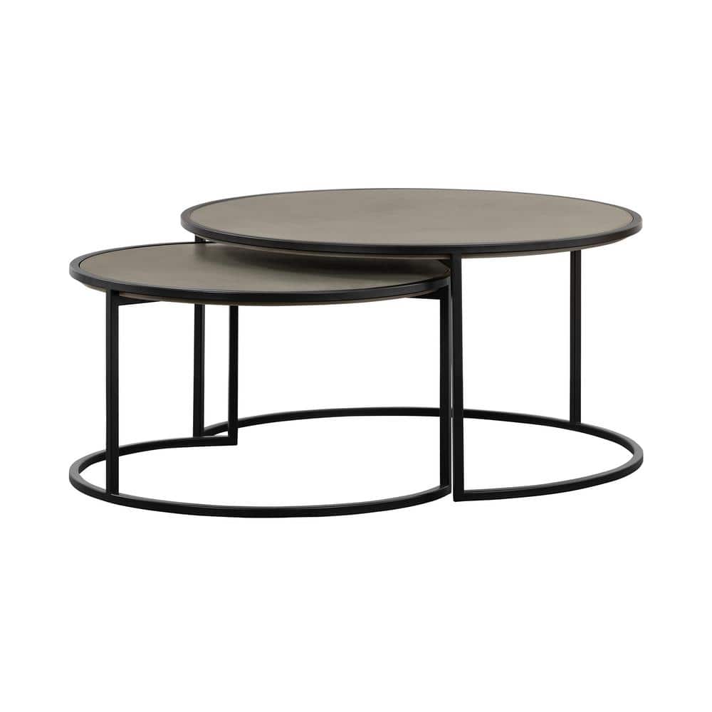 Armen Living Rina Concrete and Black 2-Piece Nesting Coffee Table Set LCRICOCCGR - The Home Depot