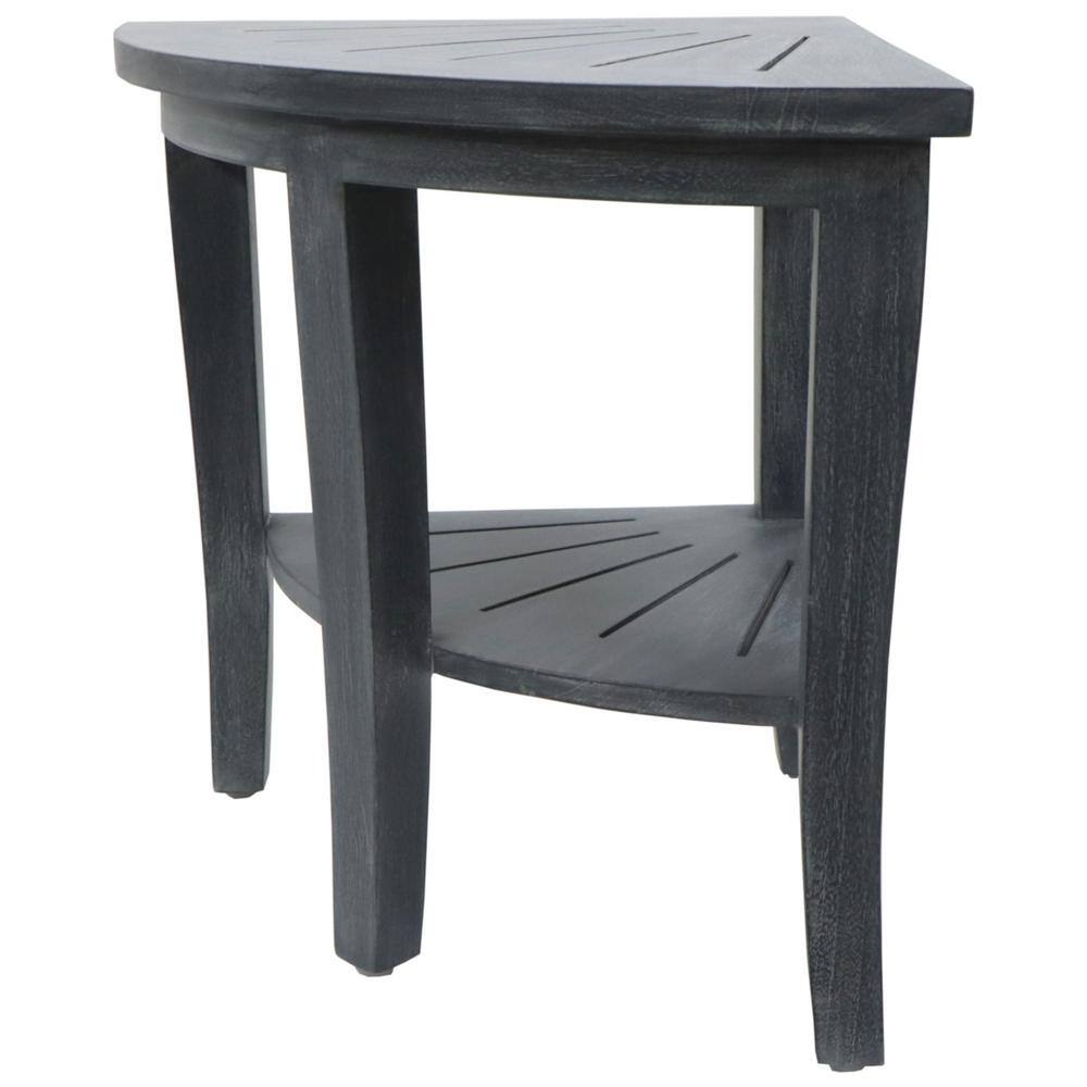 Sustainably-Sourced Teak Wood Corner Spa Bench in Weathered Gray