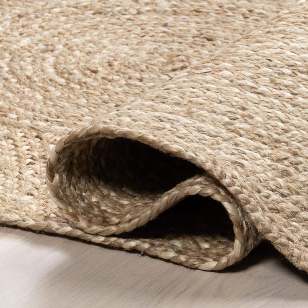 Hadassha Natural Braided Geometric Jute Area Rug, 5' x 8'