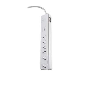 5 ft. 6-Outlet 1080-Joule Surge Protector Power Strip with Remote Control and Safety Covers