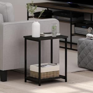 Simplistic 15.2 in. Espresso Rectangle Wood End Table with Industrial Metal Frame