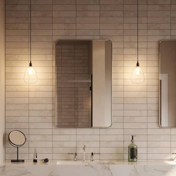 Durango White 2.5 in. x 9.75 in. Satin Rectangle Ceramic Wall Tile (5.38 sq. ft./Case)