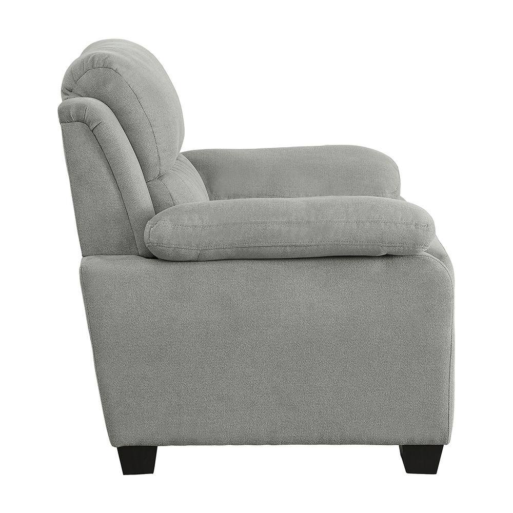 Gray Channel Tufted Accent Chair with Manufactured Wood Frame