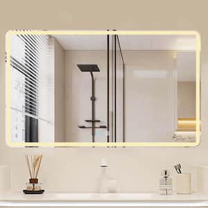 60 in. W x 36 in. H Rectangular Frameless Anti-Fog Wall Mounted Bathroom Vanity Mirror with Lights in Silver, Dimmable
