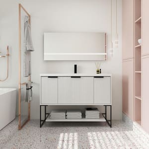 Simply 47.2 in. W x 18.1 in. D x 35.0 in. H Freestanding Bath Vanity in White with White Resin Top
