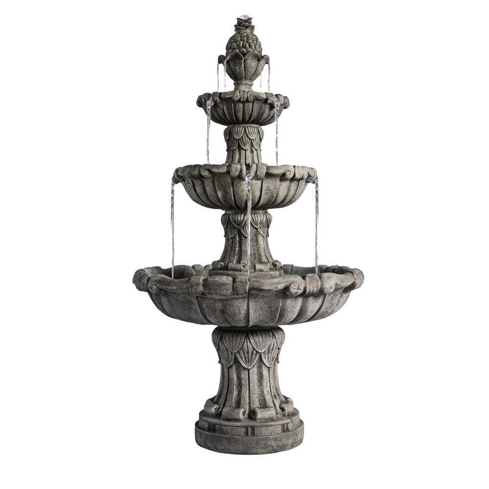 "58.3"" Leaf Classic Bird bath Water Fountain, 3-Tier, Outdoor Garden, With Pump, White Resin, Yard, Lawn, Porch Decor" price history on PriceWatchPro