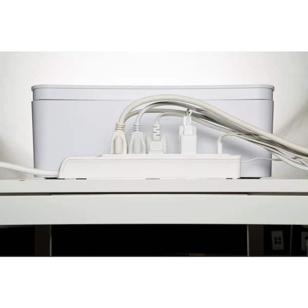 Under Desk Cable Management Box, Cinati Cable Management Box Wall Mounted,  Metal Cord Organizer for Desk to Conceal Power Strips & Wire, Desk Cable