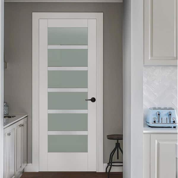 32 in. x 96 in. MODA Primed PMT1066 Solid Core Wood Interior Door Slab w/Translucent Glass
