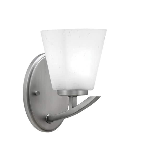Unbranded Siena 1-Light Graphite Downlight Wall Sconce with White Muslin Glass Shade