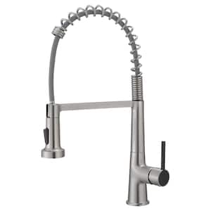 Single Handle Pull-Down Sprayer Kitchen Faucet with Dual Function Spray Head in Brushed Nickel