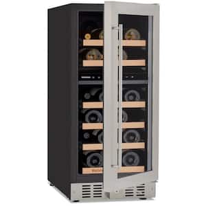S Dual Zone 26-Bottle Wine Cellar Cooling Unit 15 in. in Stainless Steel Under-counter