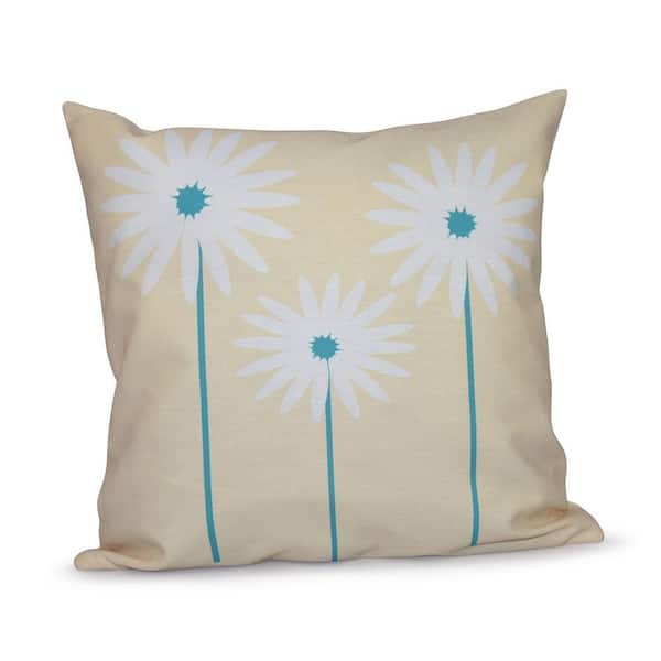 E BY DESIGN LLC Daisy May Floral Print Throw Pillow in Yellow