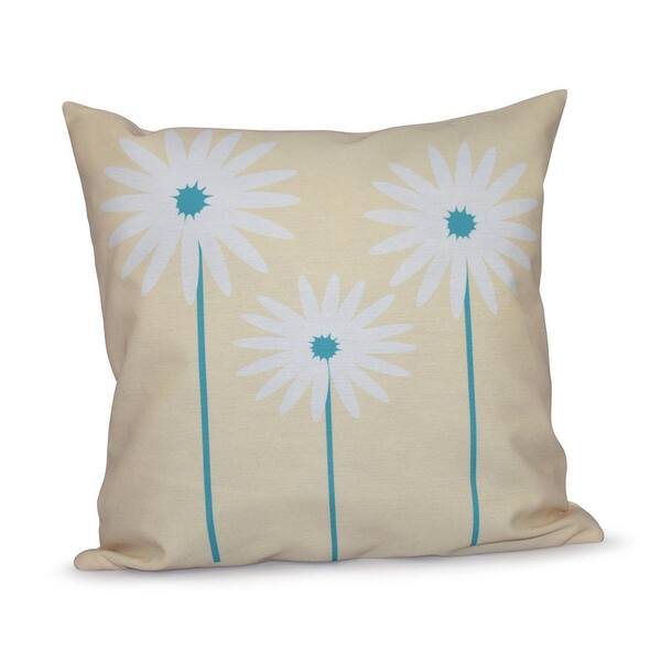 Daisy May Floral Print Throw Pillow in Yellow PFN229YE2-16 - The Home Depot