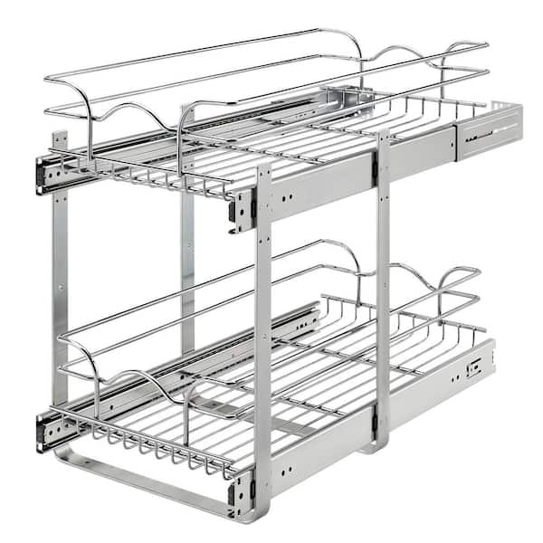 Rev-A-Shelf - 9 x 18 2-Tier Cabinet Pull Out Wire Basket - Chrome