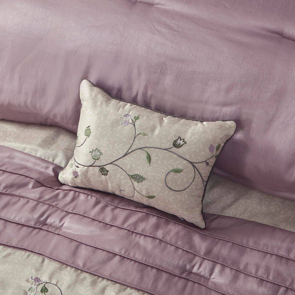 Purple Reversible Queen 7-Piece Embroidered Bedspread Set