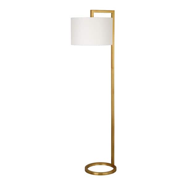 Meyer&Cross Grayson 64 in. Brass Finish Floor Lamp with Round Shade
