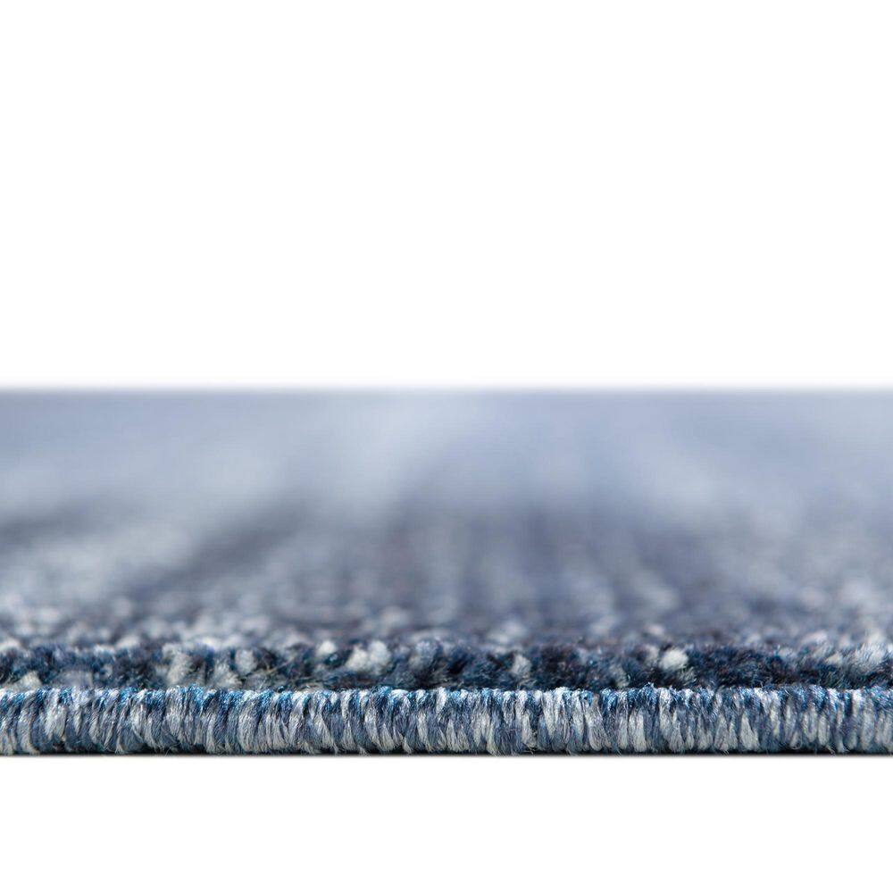Navy Blue Rectangular Tufted Stain-Resistant Rug