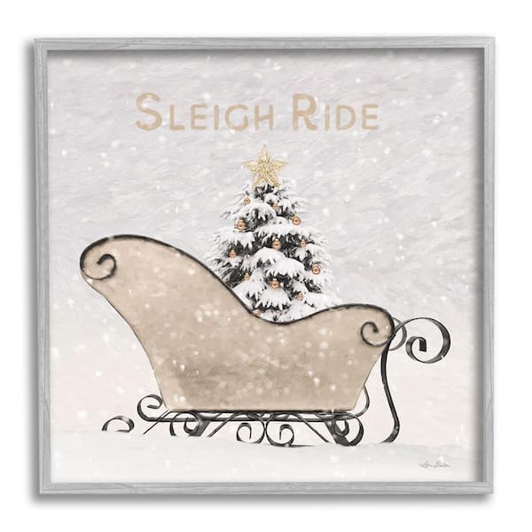 Stupell Industries Sleigh Ride Winter Scene by Lori Deiter 1-Piece Framed Graphic Print Typography Poster Art Print 12 in. x 12 in.