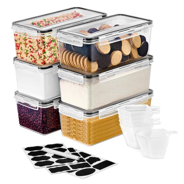 Sorbus Large Food Storage Containers-Pack of 6 with Air Tight, 4-Way Snap Lids