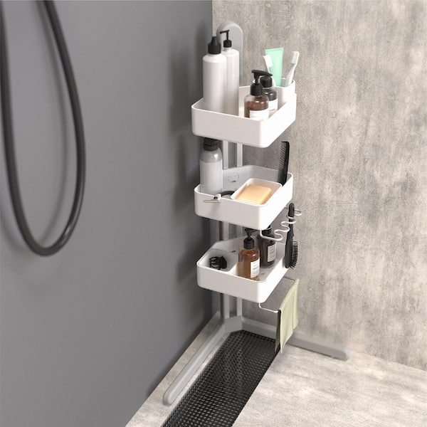 AC-AZSC64CH - Anzzi 3-Piece Corner Shower Caddy Shelf Set with 8 Adhesive in Chrome