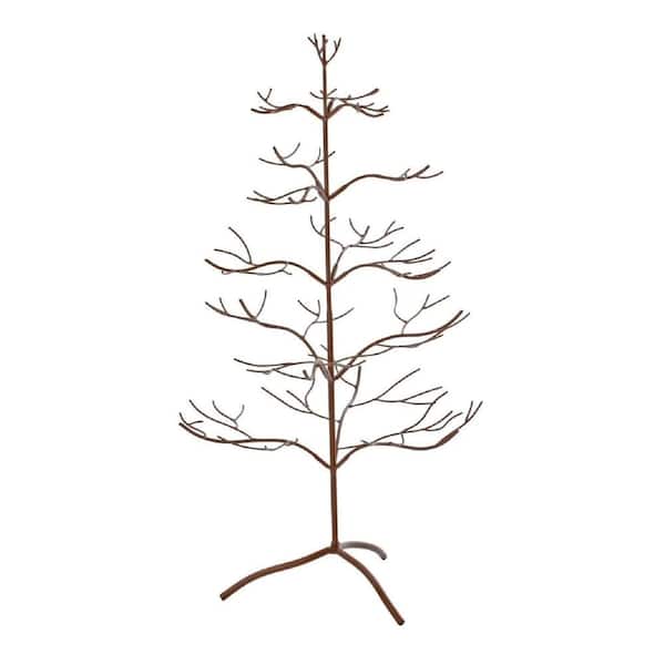 36 in. Brown Metal Ornament Tree with Hanging Branches