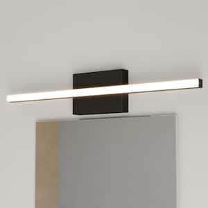 Ashburn 24 in. Integrated LED Matte Black Bath Bar Vanity Light White Shade