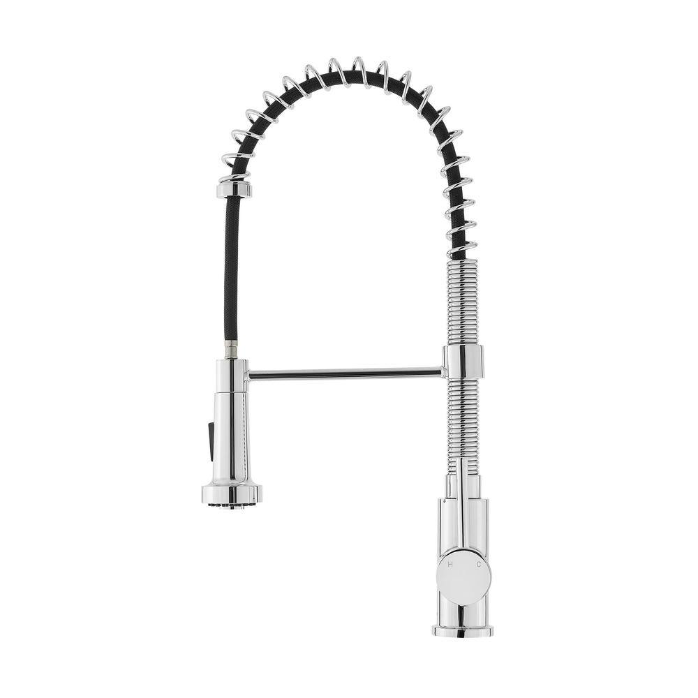 Chrome Single Handle Pull-Down Kitchen Faucet with Spray