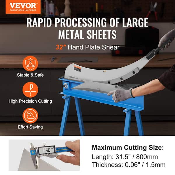 32 in. Manual Hand Plate Shear for Metal Sheet Processing Benchtop Veneer Cutter with Q235 Material for Crafts Steel