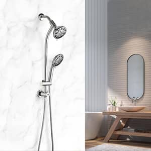 7-Spray Patterns with Flow rate 1.8 GPM 5 in. Wall Mount Round Rain Dual Shower Heads in Chrome