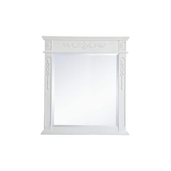 Unbranded Medium Rectangle Antique White Contemporary Mirror (36 in. H x 32 in. W)