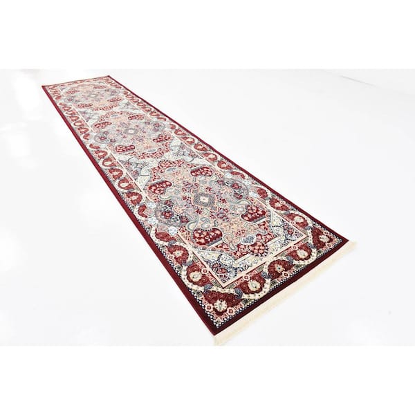 Narenj Glasgow Burgundy 3' 0 x 13' 0 Runner Rug