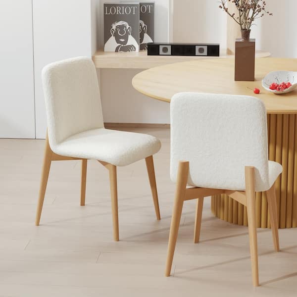 Dovelina Bethea Upholstered Modern Dining Chairs with Natural Color Leg (Set of 2)