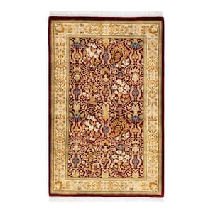 Mogul One-of-a-Kind Traditional Red 2 ft. 8 in. x 4 ft. 2 in. Oriental Area Rug